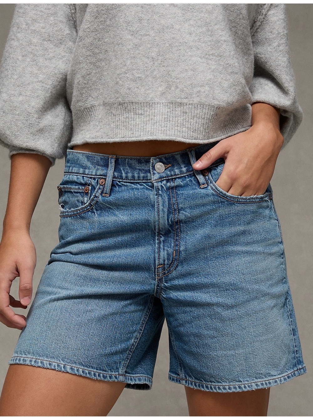 American Apparel super high rise 6” Strigid Jean shorts